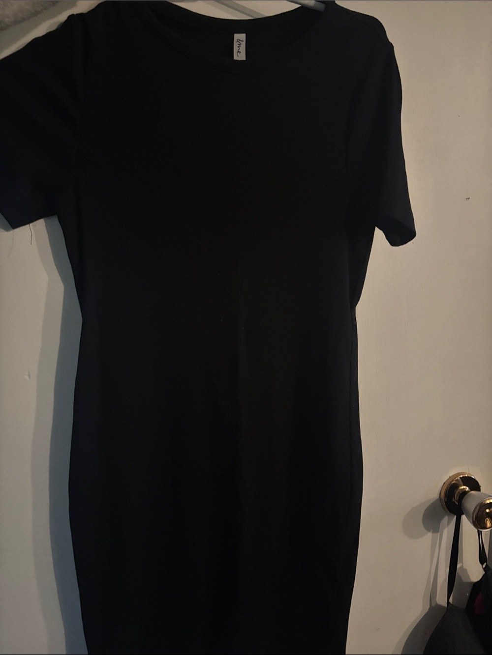 Black ribbed T-shirt dress small